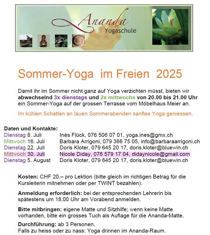 30.07.2025 Sommeryoga in Wettingen